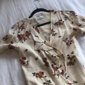 Privacy please cream wrap dress size small.